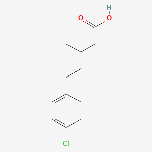 molecular formula C12H15ClO2 B8381579 (+/-)3-Methyl-5-(4-chloro-phenyl)-pentanoic acid 