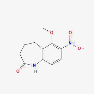 molecular formula C11H12N2O4 B8381618 6-Methoxy-7-nitro-1,3,4,5-tetrahydro-benzo[b]azepin-2-one 