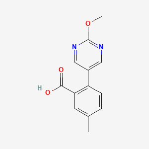 molecular formula C13H12N2O3 B8381720 2-(2-Methoxypyrimidin-5-yl)-5-methylbenzoic acid 