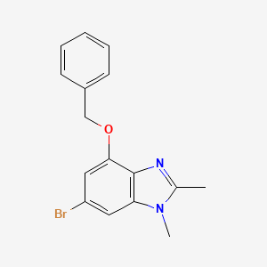 molecular formula C16H15BrN2O B8381726 4-benzyloxy-6-bromo-1,2-dimethyl-1H-benzimidazole 