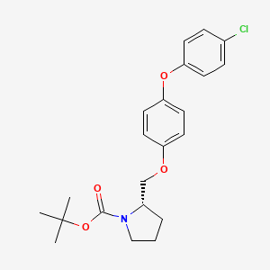 molecular formula C22H26ClNO4 B8381771 (S)-2-[4-(4-Chloro-phenoxy)-phenoxymethyl]-pyrrolidine-1-carboxylic acid tert-butyl ester 