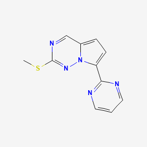 molecular formula C11H9N5S B8381778 2-(Methylsulfanyl)-7-(pyrimidin-2-yl)pyrrolo[2,1-f][1,2,4]triazine CAS No. 1233186-46-3