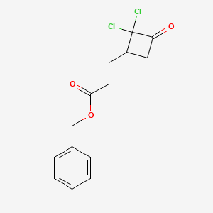 molecular formula C14H14Cl2O3 B8381823 Benzyl 3-(2,2-dichloro-3-oxocyclobutyl)propanoate 