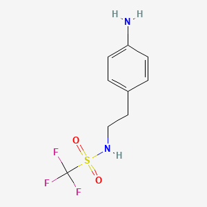 molecular formula C9H11F3N2O2S B8381878 4-[2-(Trifluoromethanesulfonamido)ethan-1-yl]aniline 