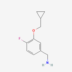 molecular formula C11H14FNO B8381892 (3-(Cyclopropylmethoxy)-4-fluorophenyl)methanamine 