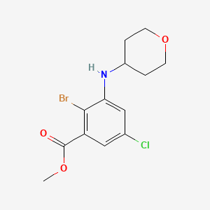 molecular formula C13H15BrClNO3 B8381924 methyl 2-bromo-5-chloro-3-((tetrahydro-2H-pyran-4-yl)amino)benzoate CAS No. 1403596-34-8