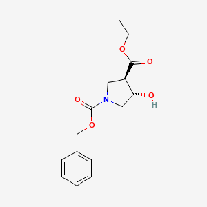 molecular formula C15H19NO5 B8381956 1-benzyl 3-ethyl (3R,4S)-4-hydroxypyrrolidine-1,3-dicarboxylate 