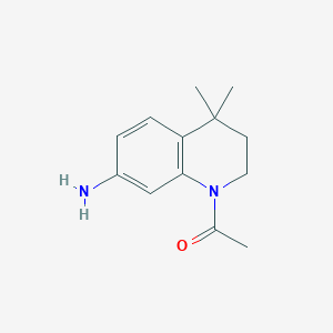 molecular formula C13H18N2O B8382023 1-(7-amino-4,4-dimethyl-3,4-dihydroquinolin-1(2H)-yl)ethanone 