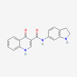 molecular formula C18H15N3O2 B8382073 N-Indolin-6-yl-4-oxo-1H-quinoline-3-carboxamide 