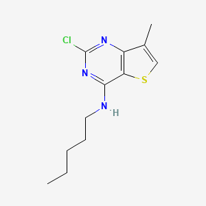 molecular formula C12H16ClN3S B8382106 2-Chloro-7-methyl-4-pentylaminothieno[3,2-d]pyrimidine 