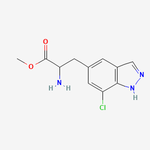 molecular formula C11H12ClN3O2 B8382177 (+/-)-2-Amino-3-(7-chloro-1H-indazol-5-yl)-propionic acid methyl ester 