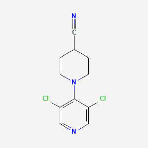 molecular formula C11H11Cl2N3 B8382200 1-(3,5-Dichloropyridin-4-yl)piperidine-4-carbonitrile 