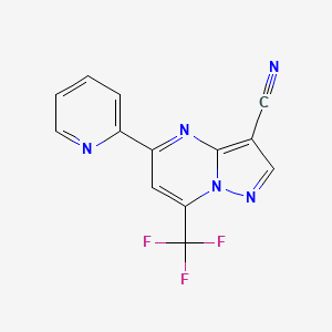 molecular formula C13H6F3N5 B8382262 5-Pyridin-2-yl-7-trifluoromethyl-pyrazolo[1,5-a]pyrimidine-3-carbonitrile 