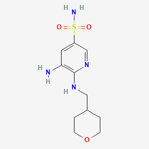 molecular formula C11H18N4O3S B8382266 5-Amino-6-((tetrahydro-2h-pyran-4-yl)methylamino)pyridine-3-sulfonamide 