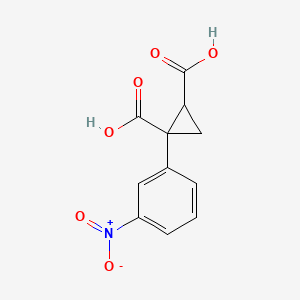 molecular formula C11H9NO6 B8382277 1-(3-Nitrophenyl)-1,2-cyclopropanedicarboxylic acid 