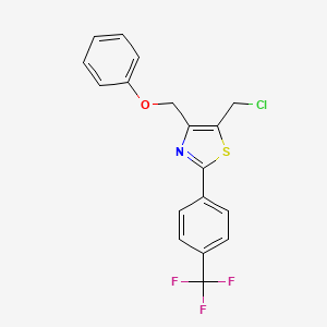 molecular formula C18H13ClF3NOS B8382329 5-Chloromethyl-4-phenoxymethyl-2-(4-trifluoromethyl-phenyl)-thiazole 