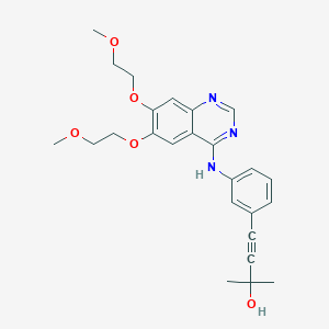 molecular formula C25H29N3O5 B8382333 4-[3-[[6,7-Bis(2-methoxyethoxy)-4-quinazolinyl]amino]phenyl]-2-methyl-3-butyn-2-ol 