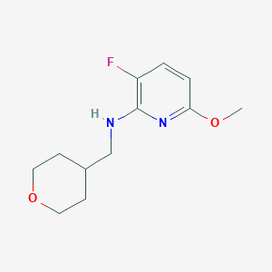 molecular formula C12H17FN2O2 B8382380 3-fluoro-6-methoxy-N-((tetrahydro-2H-pyran-4-yl)methyl)pyridin-2-amine 