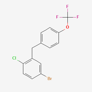 molecular formula C14H9BrClF3O B8382519 4-Bromo-1-chloro-2-[[4-(trifluoromethoxy)phenyl]methyl]benzene 