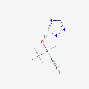 molecular formula C10H15N3O B8382687 4,4-Dimethyl-3-hydroxy-3-[(1,2,4-triazol-1-yl)-methyl]-1-pentine 