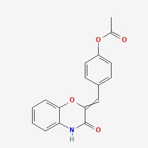 molecular formula C17H13NO4 B8382695 4-[(3-Oxo-3,4-dihydro-2H-1,4-benzoxazin-2-ylidene)methyl]phenyl acetate CAS No. 193473-95-9
