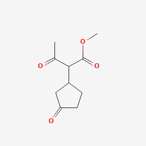 molecular formula C10H14O4 B8382711 3-[(Acetyl) (methoxycarbonyl)methyl]cyclopentanone 