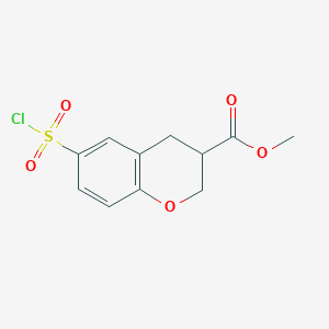 molecular formula C11H11ClO5S B8382722 6-Chlorosulfonyl-chroman-3-carboxylic acid methyl ester 