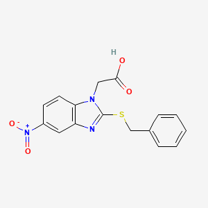 molecular formula C16H13N3O4S B8382774 (2-Benzylsulfanyl-5-nitro-benzoimidazol-1-yl)-acetic acid 