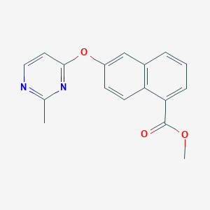 molecular formula C17H14N2O3 B8382911 6-(2-Methyl-pyrimidin-4-yloxy)-naphthalene-1-carboxylic acid methyl ester 