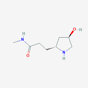 molecular formula C8H16N2O2 B8383122 (2R,4R)-2-(2-methylaminocarbonylethyl)-4-hydroxypyrrolidine 
