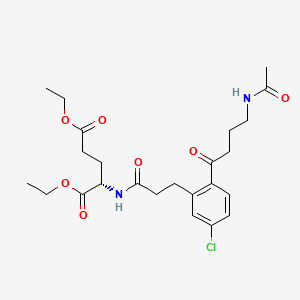 molecular formula C24H33ClN2O7 B8383155 L-Glutamic acid, N-(3-(2-(4-(acetylamino)-1-oxobutyl)-5-chlorophenyl)-1-oxopropyl)-, diethyl ester CAS No. 122186-90-7