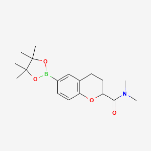 molecular formula C18H26BNO4 B8383260 N,N-dimethyl-6-(4,4,5,5-tetramethyl-1,3,2-dioxaborolan-2-yl)chromane-2-carboxamide 