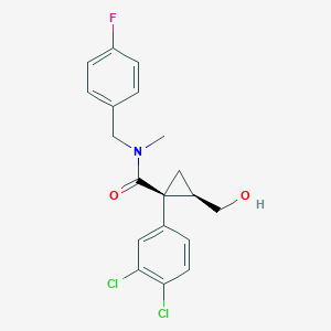 molecular formula C19H18Cl2FNO2 B8383339 (1S,2R)-N-(4-fluorobenzyl)-1-(3,4-dichlorophenyl)-2-(hydroxymethyl)-N-methylcyclopropanecarboxamide 