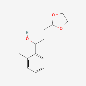 molecular formula C13H18O3 B8383430 3-[1,3]Dioxolan-2-yl-1-o-tolyl-propan-1-ol 