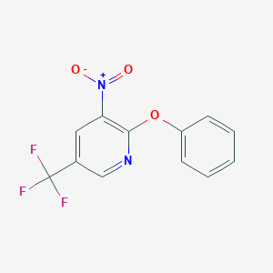 molecular formula C12H7F3N2O3 B8383460 Pyridine,3-nitro-2-phenoxy-5-(trifluoromethyl)- 