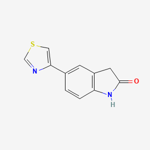 molecular formula C11H8N2OS B8383467 5-(1,3-Thiazol-4-yl)-1,3-dihydro-2H-indol-2-one 