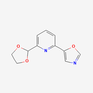 molecular formula C11H10N2O3 B8383689 2-[1,3]Dioxolan-2-yl-6-oxazol-5-yl-pyridine 
