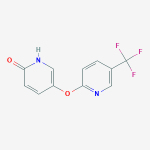 molecular formula C11H7F3N2O2 B8383716 2(1H)-Pyridinone, 5-[[5-(trifluoromethyl)-2-pyridinyl]oxy]- 