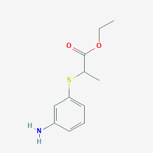 molecular formula C11H15NO2S B8383761 Ethyl 2-(3-aminophenylthio)propionate 