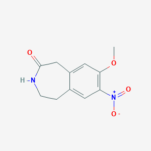 molecular formula C11H12N2O4 B8383848 8-Methoxy-7-nitro-1,3,4,5-tetrahydro-benzo[d]azepin-2-one 