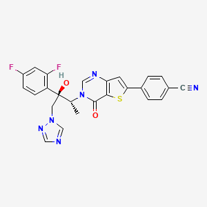 molecular formula C25H18F2N6O2S B8383869 4-[3-[(1R,2R)-2-(2,4-difluorophenyl)-2-hydroxy-1-methyl-3-(1,2,4-triazol-1-yl)propyl]-4-oxo-thieno[3,2-d]pyrimidin-6-yl]benzonitrile 