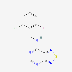 molecular formula C11H7ClFN5S B8383921 7-(2-Chloro-6-fluorobenzylamino)[1,2,5]thiadiazolo[3,4-d]pyrimidine 