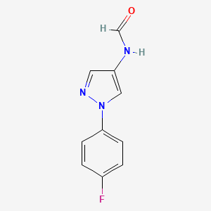 molecular formula C10H8FN3O B8383948 N-[1-(4-fluorophenyl)pyrazol-4-yl]formamide 