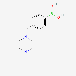 molecular formula C15H25BN2O2 B8383956 4-((4-Tert-butylpiperazin-1-yl)methyl)phenylboronic acid 