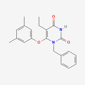 molecular formula C21H22N2O3 B8383967 1-Benzyl-5-ethyl-6-(3,5-dimethylphenoxy)-2,4-pyrimidine-dione 