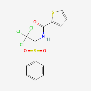 molecular formula C13H10Cl3NO3S2 B8383976 n(1-Phenylsulfonyl-2,2,2-trichloroethyl)thiophene-2-carboxamide 