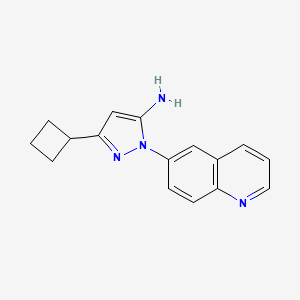 molecular formula C16H16N4 B8384072 5-cyclobutyl-2-quinolin-6-yl-2H-pyrazol-3-ylamine 