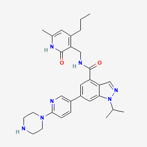 molecular formula C30H37N7O2 B8384091 1-(1-methylethyl)-N-[(6-methyl-2-oxo-4-propyl-1,2-dihydro-3-pyridinyl)methyl]-6-[6-(1-piperazinyl)-3-pyridinyl]-1H-indazole-4-carboxamide 