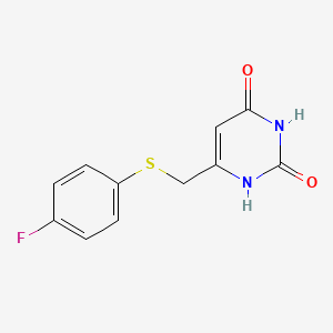 molecular formula C11H9FN2O2S B8384121 6-[(4-fluorophenyl)sulfanylmethyl]-1H-pyrimidine-2,4-dione 