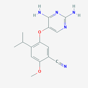 molecular formula C15H17N5O2 B8384127 5-(2,4-Diamino-pyrimidin-5-yloxy)-4-isopropyl-2-methoxy-benzonitrile 